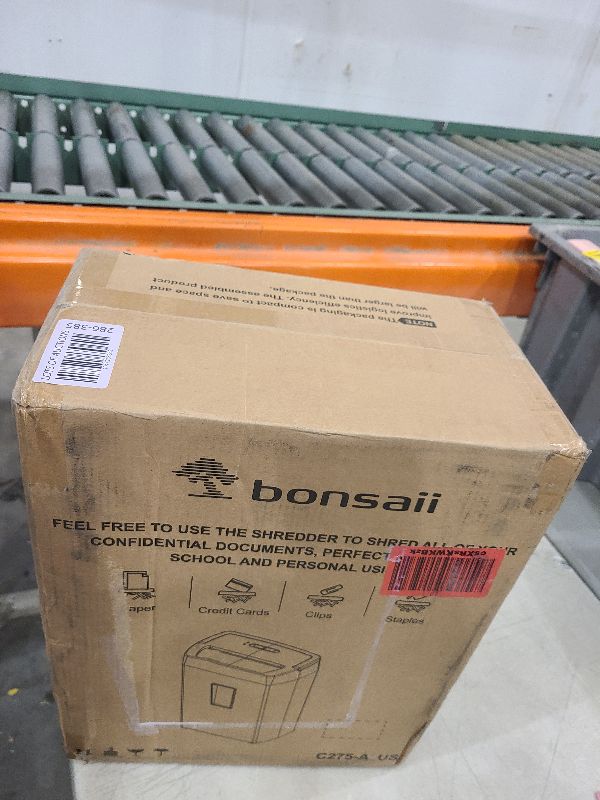 Photo 1 of Bonsaii 12-Sheet Cross Cut Paper Shredder, 5.5 Gal Home Office Heavy Duty Shredder for Paper, Credit Card, Mail, Staples, with Transparent Window, High Security Level P-4 (C275-A)