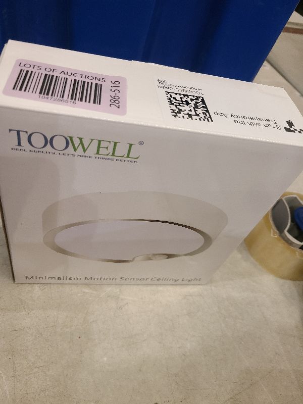 Photo 1 of TOOWELL Motion Sensor Ceiling Light Battery Operated Indoor/Outdoor LED Ceiling Lights for Closet Hallway Pantry Laundry Stairs Garage Bathroom Shower Porch Shed Wall 400LM Motion Activated Light