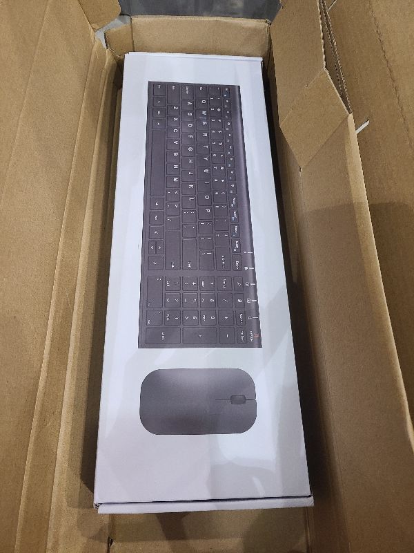 Photo 1 of seenda Rechargeable Wireless Keyboard Mouse, Ultra Thin Low Profile Wireless Keyboard and Mouse with Number Pad, Quiet Portable Combo Compatible for Windows XP/7/8/10/11/11 Pro, Silver White