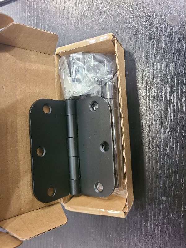 Photo 1 of 3 Pack Interior Matte Black Door Hinges Rounded 3.5 Inch x 3 1/2" Indoor Heavy Duty Metal Hardware Kits 3 ½" 5/8" Radius Office Flat Hinge for Bifold Doors Decorate Master Guest Bedroom Storage Room