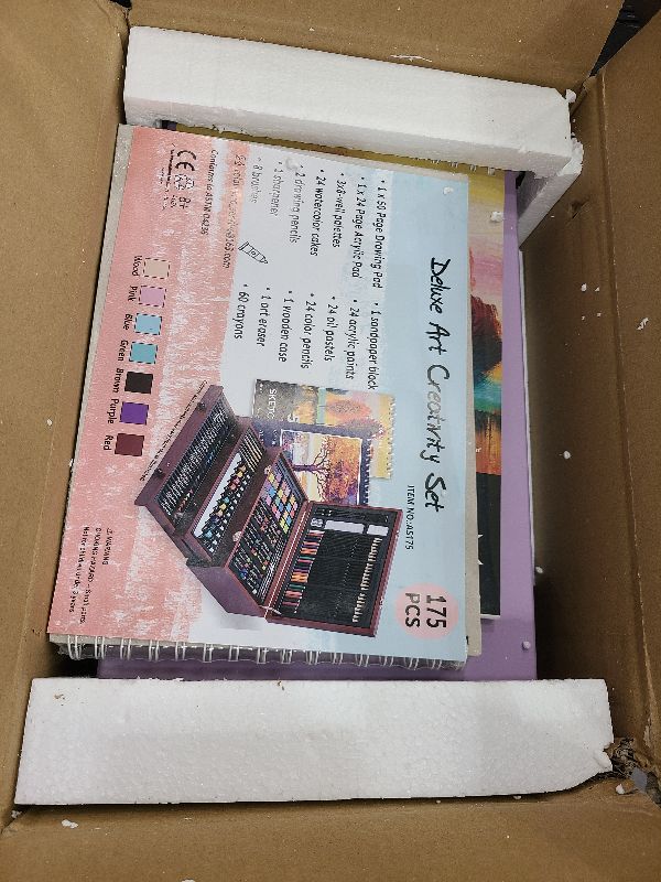 Photo 1 of 175 Piece Deluxe Art Set with 2 Drawing Pads, Acrylic Paints, Crayons, Colored Pencils, Paint Set in Wooden Case, Professional Art Kit, Art Supplies for Adults, Teens and Artist, Paint Supplies