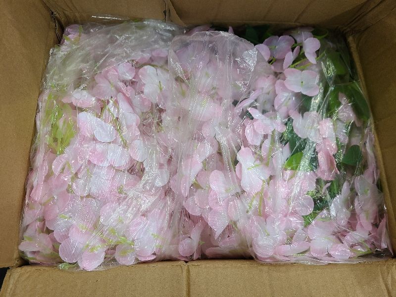 Photo 1 of BLEUM CADE 36Pcs White & Pink Fake Wisteria Hanging Flowers, 3.6Ft/Pcs Artificial Wisteria Garland, Hanging Flowers for Wedding Party Home Backdrop Wall Decoration