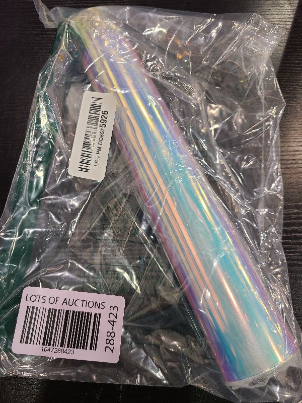 Photo 1 of 12x53 Inch Iridescent Blue PVC Vinyl Holographic Clear Synthetic Fabric Transparent Laser Rainbow for DIY Patchwork Bags Bows Jewlery Making (XHT-299-L)