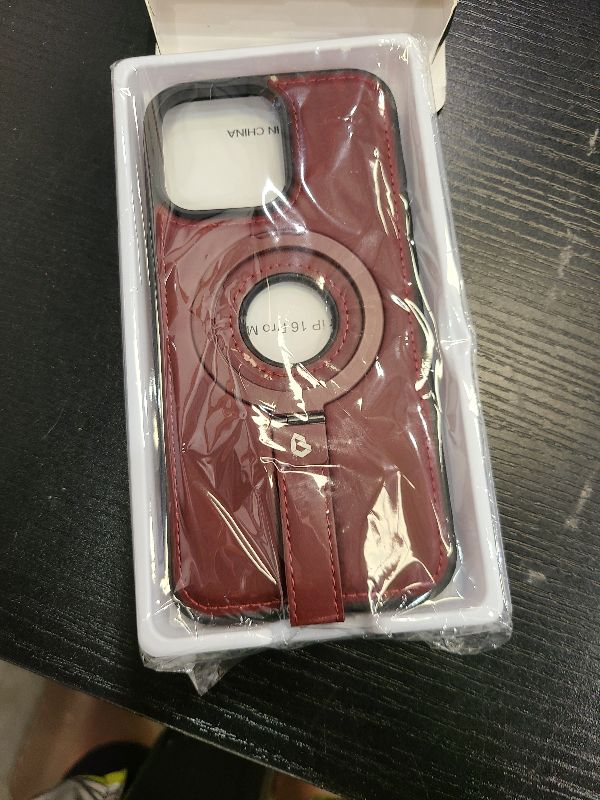 Photo 1 of **NO SCREEN PROTECTOR**
Butaiga Magnetic Ring Grip Holder for Phone Case | Protective Phone Leather Case | Compatible with MagSafe | Built in Kickstand (Burgundy, IP 16 Pro Max (6.9inch - Triple Camera))
