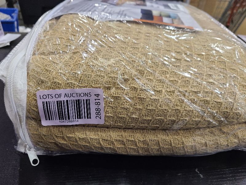 Photo 1 of Tex Trend 100% Cotton Blankets King Size – Durable and Versatile Waffle Weave Blankets for Year Round Coziness – Breathable & Lightweight - Khaki (90”x108”)