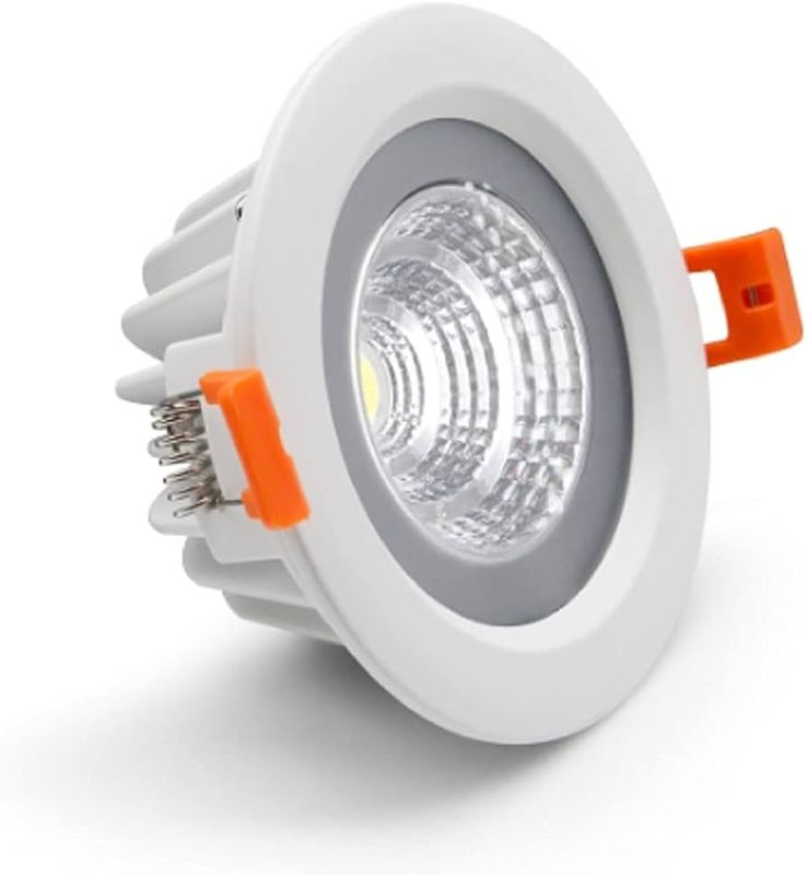 Photo 1 of 3.5inch 7w LED Recessed Ceiling Light Slim Aluminium Panel, Anti Rust Fixture Downlight Shower Spotlight IP65 Waterproof for Wet Location Indoor & Outdoor Natural light/4000k-White Body