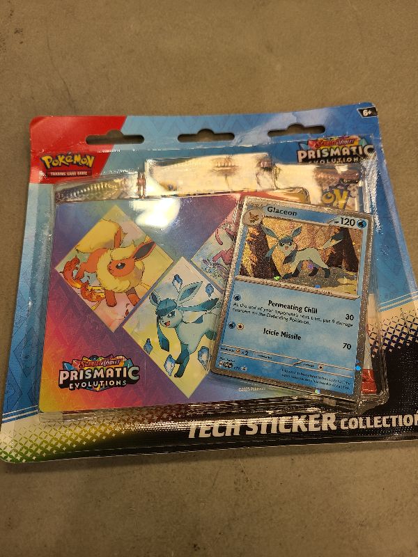 Photo 1 of Pokémon TCG: Scarlet and Violet Glaceon Sticker Collection - Prismatic Evolutions (one Holographic Promo Card and Three Expansion Packs)
