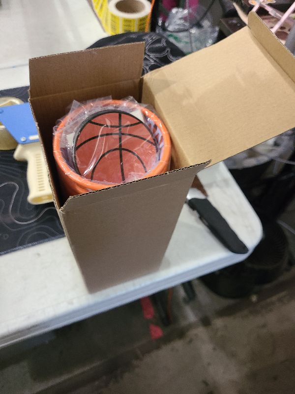 Photo 1 of 10 Pcs 4.1x4.1x2.8 Inch Basketball Player Gift Basket Set Reusable Basketball Party Snack Cup with Basketball Backboards Basketball Hoop Cup Party Cup Supplies for Basketball Team Birthday Party