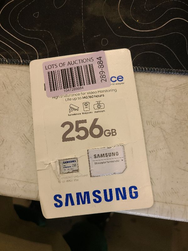 Photo 1 of SAMSUNG PRO Endurance 256GB MicroSDXC Memory Card with Adapter for Dash Cam, Body Cam, and Security Camera, Class 10, U3, V30 (?MB-MJ256KA/AM)