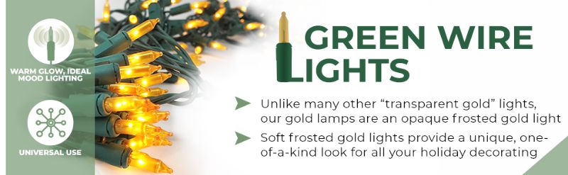 Photo 1 of 100 Gold Frost Christmas Lights on a Green Wire String, UL Approved, Indoor and Outdoor Use, 18 Foot of Lighted Length, 20 Foot of Total Length
