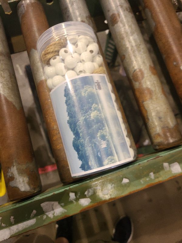 Photo 1 of 240Pcs White Wood Beads 15.5mm-16mm with Large Hole:6mm for Craft Large Hole Wood Beads for Art Work (White)