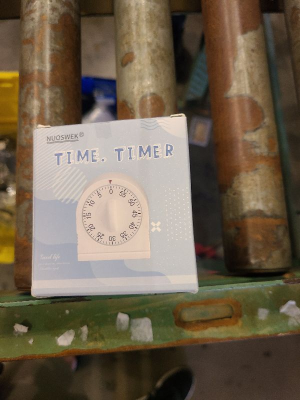 Photo 1 of 60 Minute Wind Up Timer, Visual Mechanical Timer with Loud Alarm, Manual Countdown Timers for Classroom, Home, Study and Cooking (White)