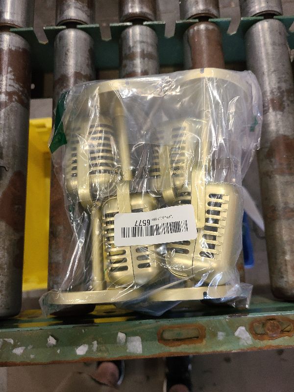 Photo 1 of 4 Pcs Gold Microphone Props Retro Vintage Plastic Fake Microphones Pretend Mic Centerpiece for Hip Hop Music Birthday Party Decorations Cosplay Podcast Event Rock and Roll