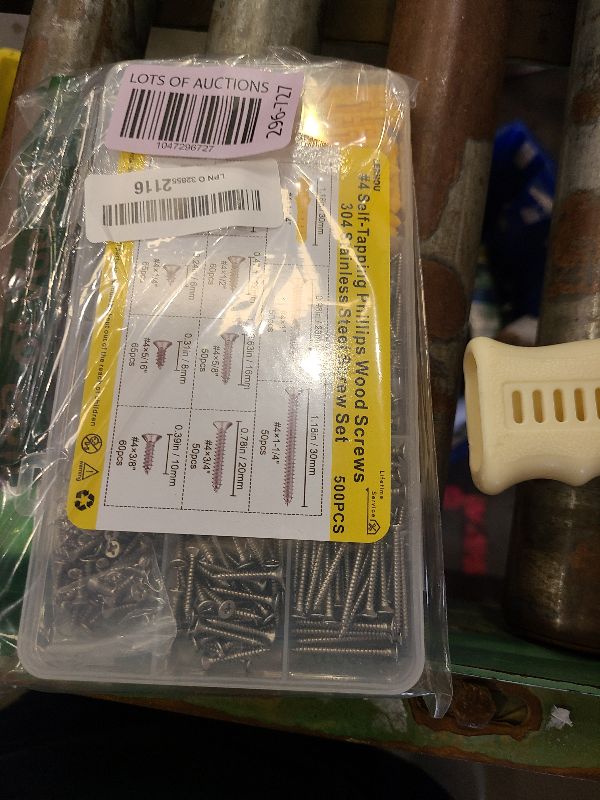 Photo 1 of #4 Wood Screws Assortment Kit, Small Screws Set 500pcs, Short Cabinet Screw, Phillips Flat Head Self-Tapping Screw, Small Screw Fasteners, 304 Stainless Steel, Contains 50pcs M6 Screws Anchors