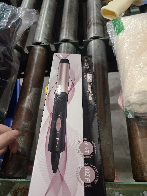 Photo 1 of 1 Inch Dual Voltage Ceramic Curling Iron with Keratin & Argan Oil, Mini Hair Curler, Travel Size with Storage Bag