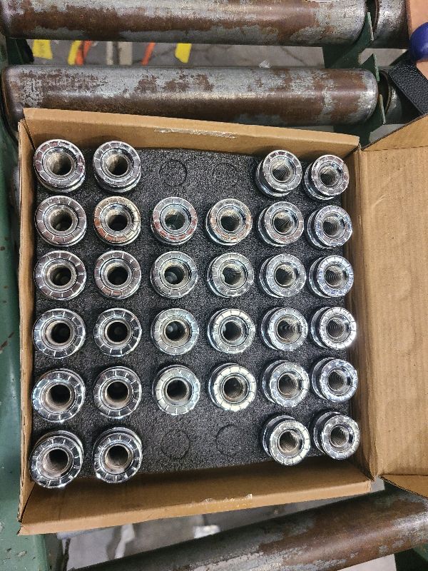 Photo 1 of 32PCS Wheel Lug Nut (Chrome) of 14x1.5 Lug Nuts Fit for 2017-2024 Ford F250 F350 Replace HCPZ-1012-A HCPZ-1012-B - Wheel Accessories Parts Set