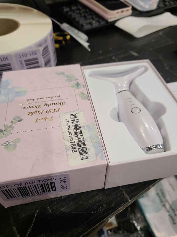 Photo 1 of ELISHINE 7 Color Neck Face Massager - Facial Massager Tool for Skin Care at Home, Vibrating Face Massager with Thermals, Galvanic Machines White
