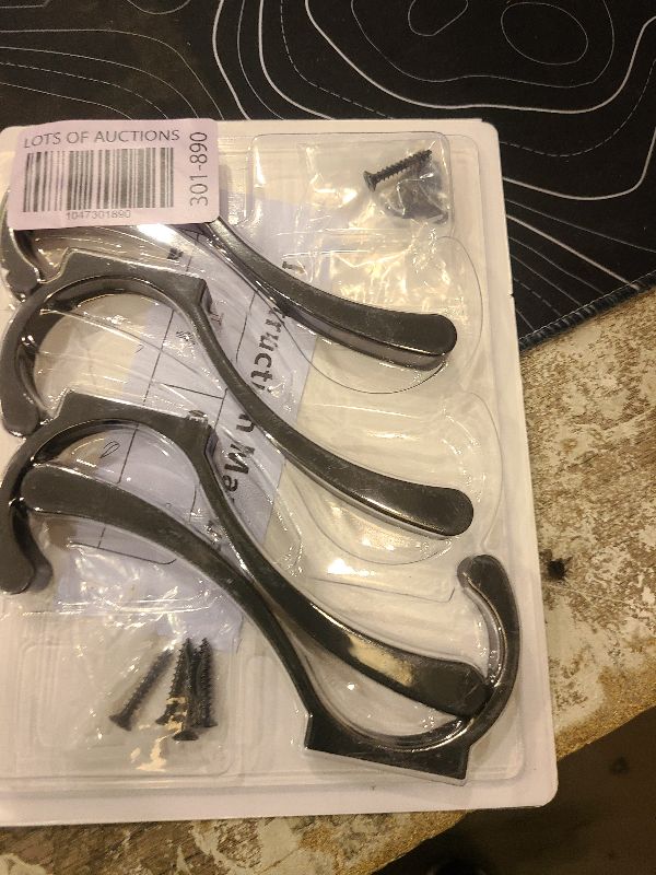 Photo 1 of 4 Pack Large Wall Hooks For Hanging Heavy Duty, Black Coat Hooks For Wall, Coat Hanger Hooks Wall Mounted, Wall Mounted Bag Hooks, Screw In Hooks, Metal Wall Hooks For Hanging Coats, Backpack, Purse