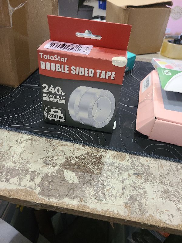 Photo 1 of 2 Rolls Double Sided Tape Heavy Duty - 240" x 1.2" & 0.8" - Removable Nano Tape for Poster Carpet Picture Hanging Strip Rug Wall Outdoor - Clear & Strong Adhesive Multipurpose Mounting Tape - 20 Feet