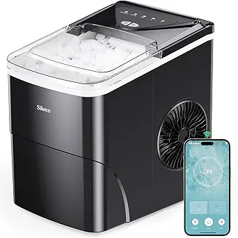 Photo 1 of Silonn Smart Countertop Ice Maker - 9 Bullet Cubes in 6 Mins, 26 lbs per Day, Compact Wi-Fi Ice Maker Machine, 2 Ice Cube Sizes, Portable Ice Maker with Self-Cleaning for Kitchen/Office/RV