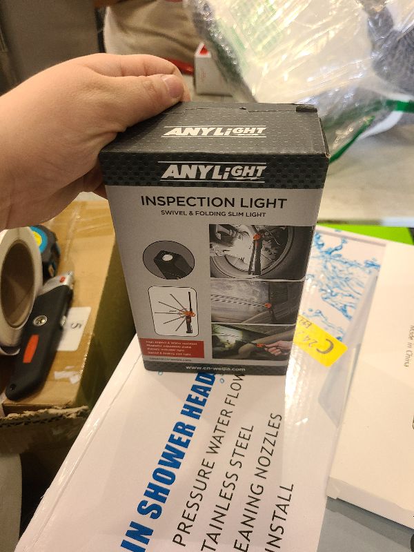 Photo 1 of Anylight Rechargeable Mechanic Work Light, 400LM Magnetic Flashlight with 230 Rotate and Hook Led Work Light for Car Repairing, Emergency, Grill, Outdoor (1 Pack)