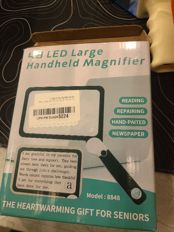 Photo 1 of 30X 10X 5X Large Magnifying Glass with Light, Rechargeable Foldable Full Book Page Magnifier, 48 LED Light Small Print Magnifier Sheet Lightweight for Low Visual Person Seniors Orange