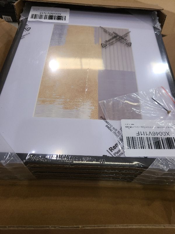 Photo 1 of 8x10 inch Metal Picture Frame - 8 x 10 Thin Aluminum Photo Frames with 5x7 Removable Mat - High Definition Plexiglass - Ideal for Wall or Tabletop Display - Wall Hook Hanging Hardware Included - Black, Set of 4