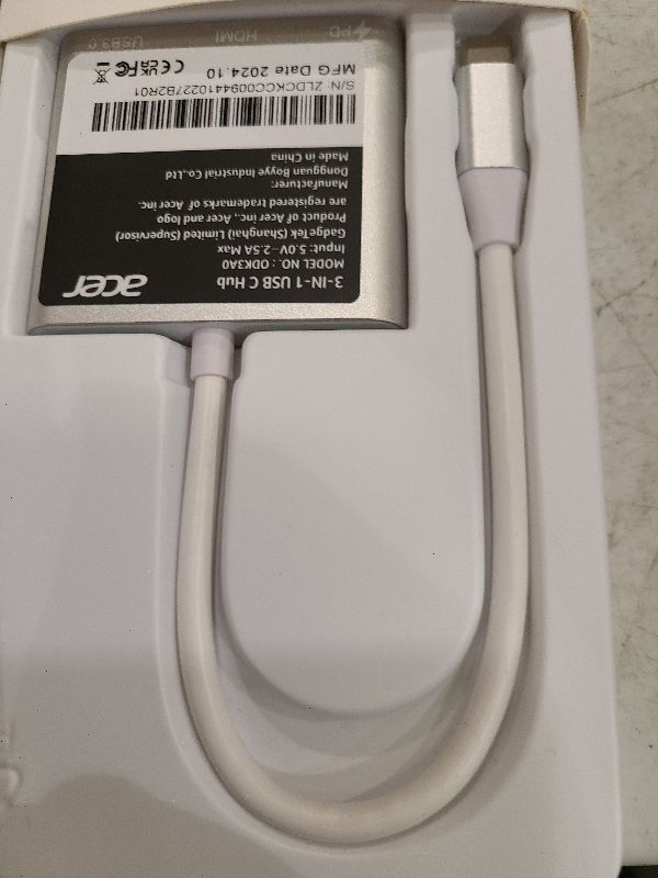 Photo 1 of Acer USB C to HDMI Adapter, Type C to 4K HDMI Adapter with 100W PD & USB 3.0 Port Multiport Digital AV Converter for MacBook Pro/air, iPad Pro/air, iPhone 15, Tablets, Switch and More USB-C Devices