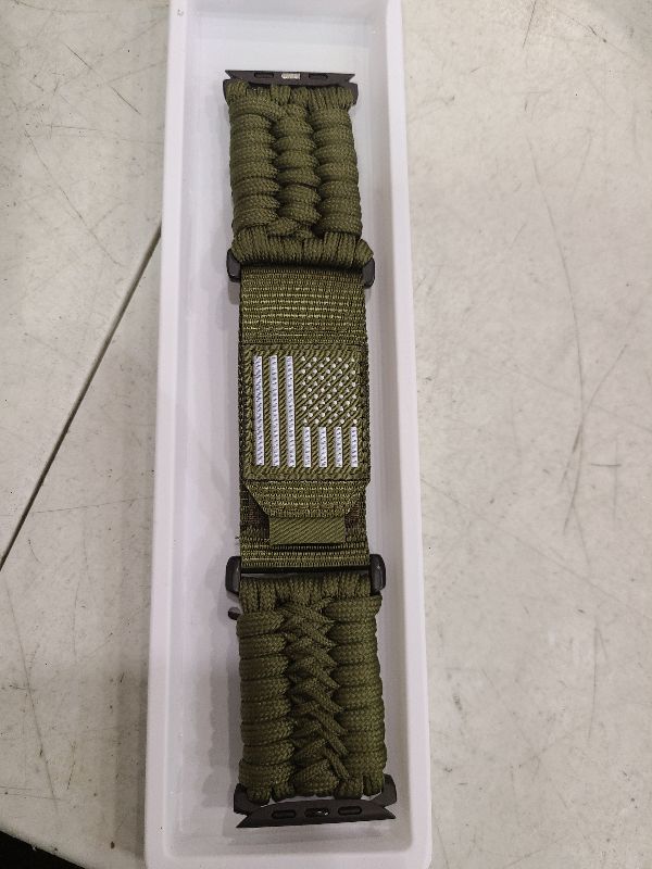Photo 1 of CAGOS Rugged Nylon Bands Compatible with Apple Watch Band 49mm 45mm 44mm 42mm Men Women, Breathable Braided Nylon Strap Sport Loop Adjustable Wristbands for iWatch Bands Ultra 2/Ultra Series 10 9 8 7 6 5 4 3 2 1 SE, Army green