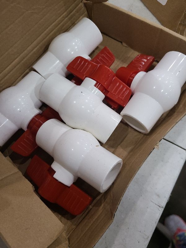 Photo 1 of [5 Pack] 3/4'' PVC Ball Valves, PVC Valves 3/4 inch, Water Shut Off Valves, PVC Ball Valves Slip, Pipe Fittings, Rated at 150 PSI, Socket (3/4'' - Box of 5)