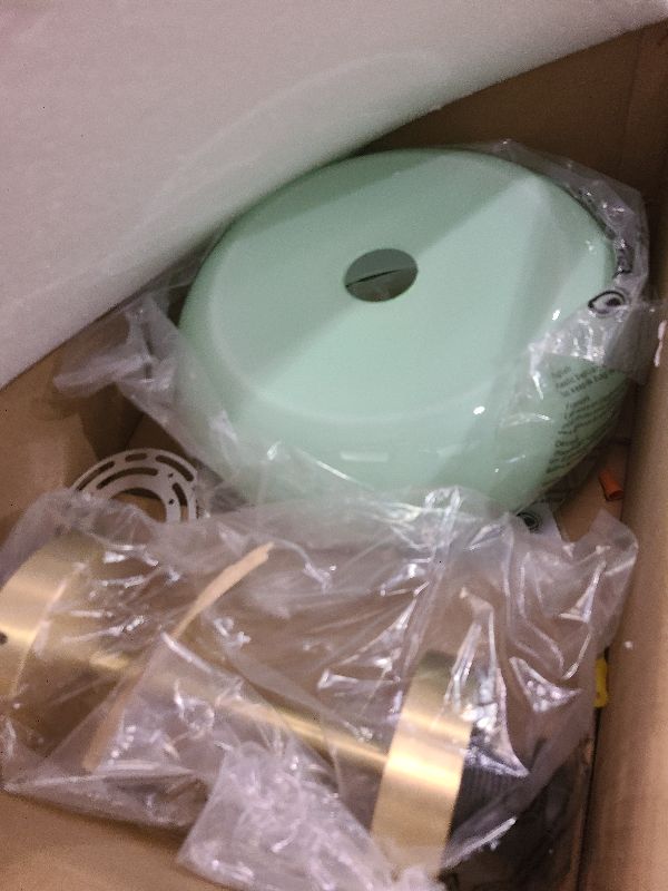 Photo 1 of Qufute Milk Ceiling Light mid Century Modern Ceiling Light fixtures with Milk Green Glass Shade Gold Semi Flush Mount Ceiling Light, Vintage Glass Ceiling Lamp Hallway Dining Room Kitchen
