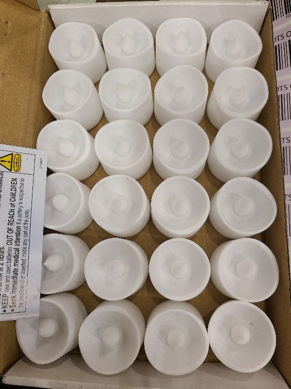 Photo 1 of Homemory Pure White Flameless LED Tea Lights Candles, 200+Hour Battery Operated Fake Electric Votive Candles TeaLights for Christmas, DIY Mood Lighting, Party, Holiday, Funeral, Home Decor, 24-Pack