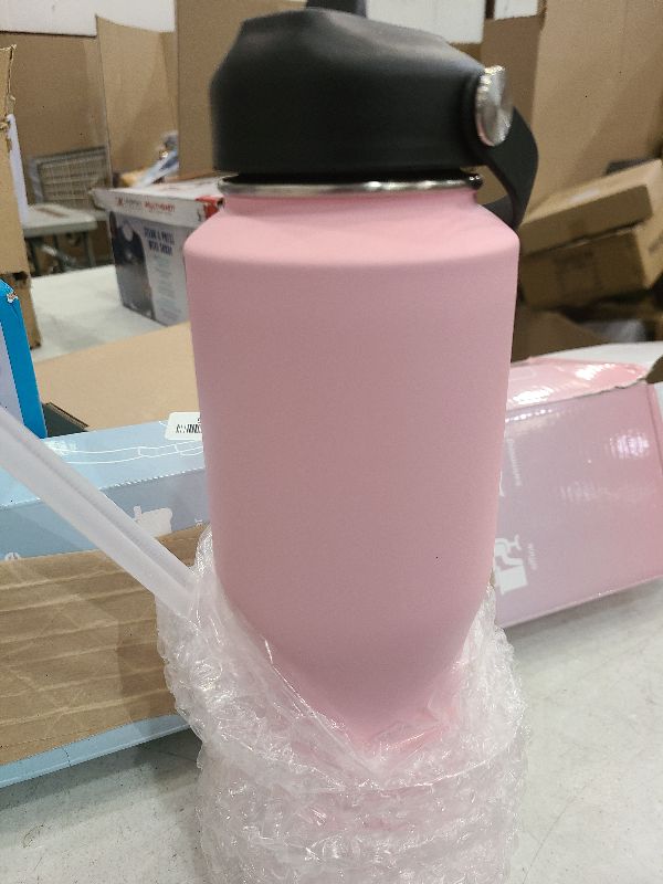 Photo 1 of 32 oz Insulated Water Bottle with Paracord Handles &Strap, Double Wall Metal Stainless Steel Tumbler Travel Flask with Straw Lid and Spout Lid, Fits in Any Car Cup Holders Keep Cold Hot 24 Hrs