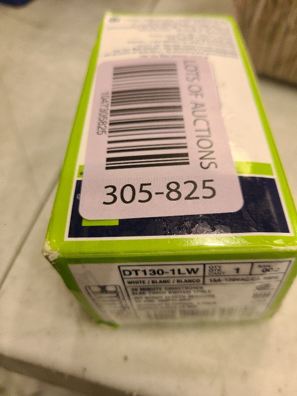Photo 1 of Leviton Countdown Timer Switch for bathroom fan and household lights, 5-10-15-30 min, No Neutral Required, Single Pole, 15A, 1/2 HP/9.8A Fan/Motor, DT130-1LW, White