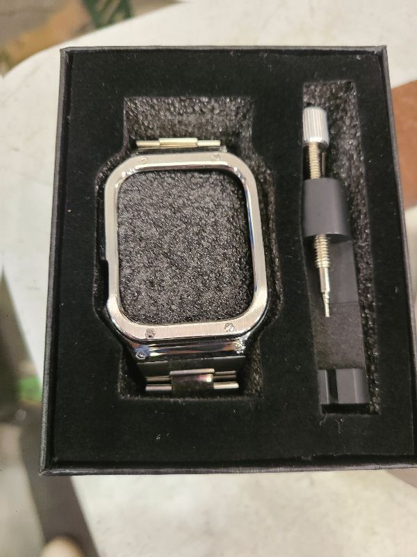 Photo 1 of MioHHR Stainless Steel Band and Case Compatible with Apple Watch Band 42mm Series 10, Men Metal Protective Bumper Cover for iWatch Series 10 42mm, Silver