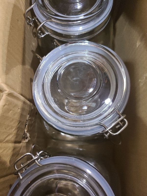 Photo 1 of ComSaf Airtight Glass Canister Set of 3 with Lids 50oz Clear Food Storage Jars Square, Kitchen & Pantry Organization Food Storage Container for Canning, Sugar, Flour, Pasta, Candy, Cereal, Coffee