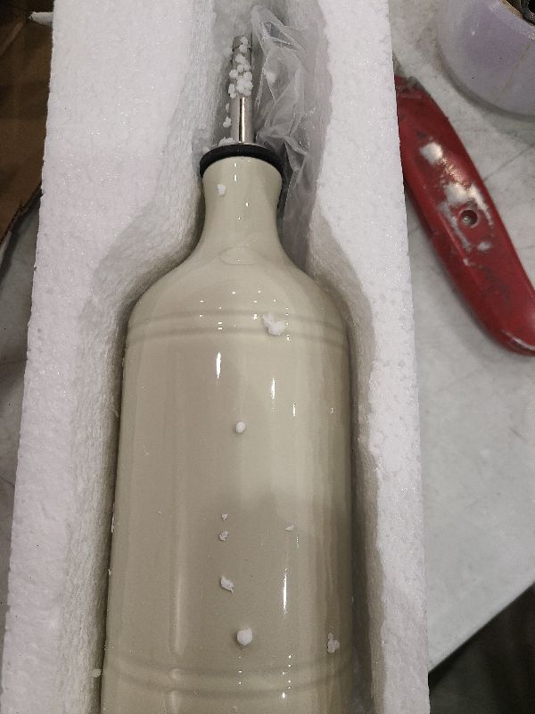 Photo 1 of Sweejar Ceramic Olive Oil Dispenser Bottle, Opaque Oil Cruet Protects Oil to Reduce Oxidation, Suitable for Storage Oil, Vinegar, Coffee Syrups & Other Liquids, Pack of 1, 15.5 Fl Oz (Beige)