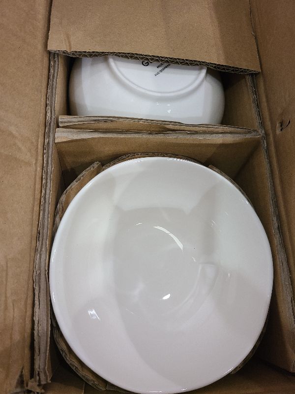 Photo 1 of GBHOME Ceramic Dinnerware Sets for 4, 12 Pieces Porcelain Lightweight Plates and Bowls Sets, Scratch Resistant Dish Set, Oven & Microwave & Dishwasher Safe, Angel White