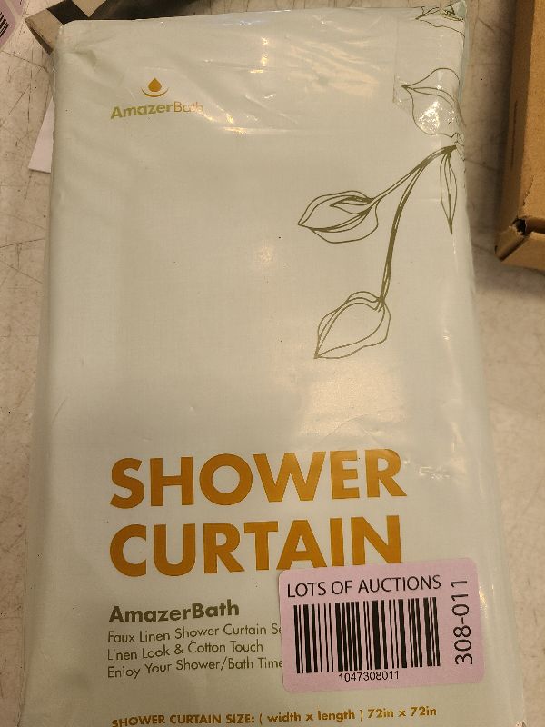 Photo 1 of AmazerBath Linen Shower Curtain with Tassels, Beige Shower Curtains for Bathroom, Boho Farmhouse Shower Curtain with Hooks, Faux Linen Rustic Shower Curtain Fabric, Water Repellent, 72x72 Inches