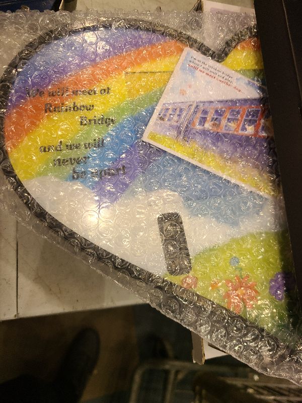 Photo 1 of Grarry Pet Memorial Gifts for Dogs Cats, Rainbow Bridge Dog Memorial Gifts, 4"x6" Picture Dog Collar Memorial Frame Heart-Shaped for Loss of Dog, Acrylic Pet Loss Sympathy Gift Pet Remembrance Gift