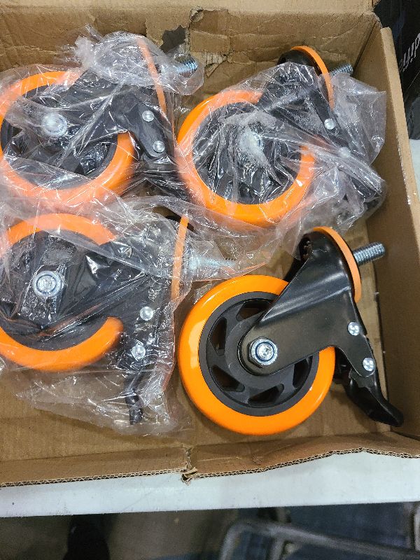 Photo 1 of 4 Inch Caster Wheels 2200Lbs, Threaded Stem Casters Set of 4 Heavy Duty, 1/2"-13 x 1 (Screw Diameter 1/2", Stem Length 1"), Safety Dual Locking Industrial Castors, Wheels for Cart, Furniture