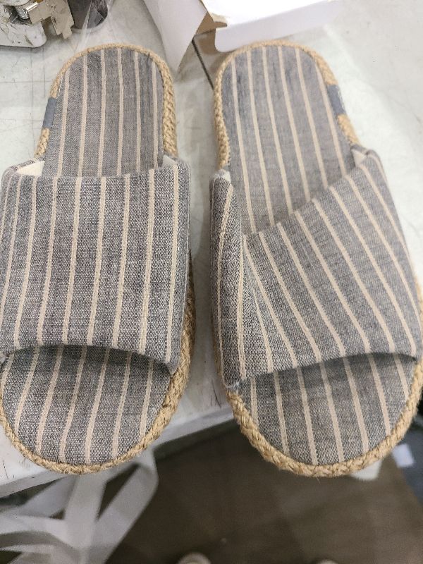 Photo 1 of YARSOU Summer House Slippers for Women Indoor Open Toe Women House Slippers Cotton and Linen Shoes Breathable Home TPR Outsole Size  40/41