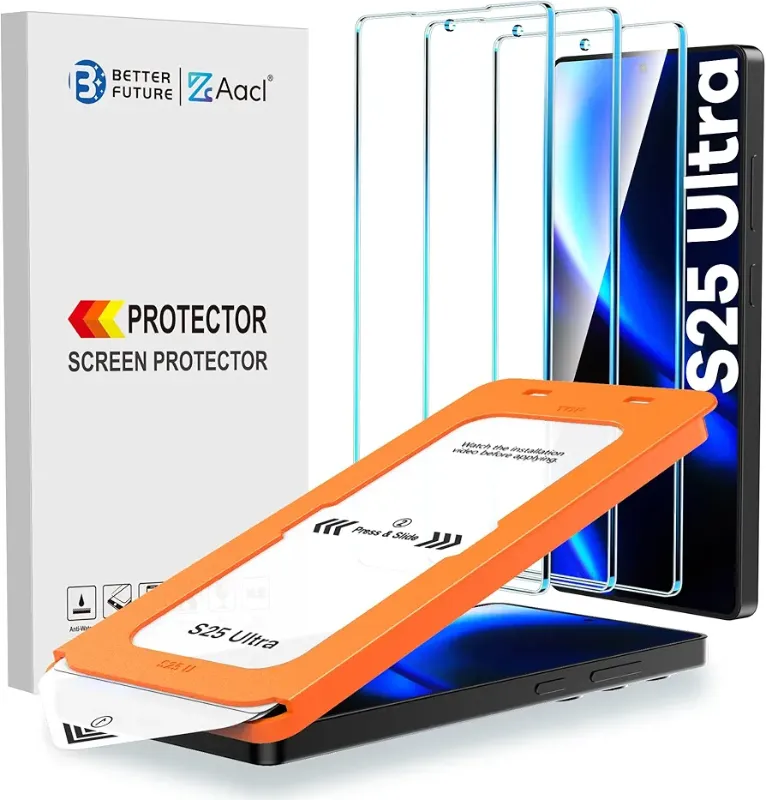 Photo 1 of AACL 3-Pack Tempered Glass Screen Protector for Samsung Galaxy S25 Ultra, 9H Glass for S25 Ultra 5G, Quick Alignment Tool, Bubble-Free, 6.9 inch