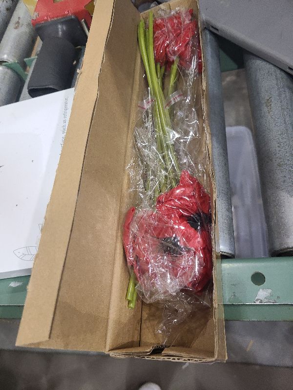 Photo 1 of 10 Stem 11" Bouquets Artificial Flowers Poppy Flowers,No Fade Anemone PU Fake Wild Flowers for Kitchen Table Centerpiece Vase,Home Greenery Wedding Holding Flowers Backdrop Arch Wall (Red)