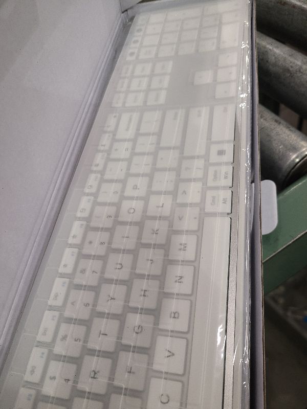 Photo 1 of Bluetooth Keyboard Mouse, Multi-Device Wireless Keyboard and Mouse Combo, Dual-Mode(Bluetooth + USB), Ultra Slim, Rechargeable, for Windows/Mac OS (White and Silver)