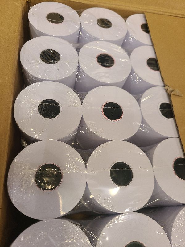 Photo 1 of 2 1/4 in x 150 ft Calculator Paper Rolls 2 1/4 Adding Machine Tape Paper Rolls, for HR-10RC, HR-170RC, HR-200RC, EL-1197PIII, EL-1801V, P23-DHV-3, CP-90A, MP11DX-2, 1280-2, 53 GSM, 50 Rolls