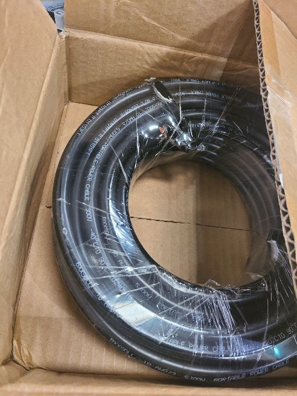 Photo 1 of 50FT, 10/3 Wire, 10 AWG 3 Conductor, Heavy Duty 300V SJOOW Cable, Industrial Grade Portable Power Cable, Oil, Water Resistant for Motor Leads, Portable Lights, Machinery Circuits, Data Centers