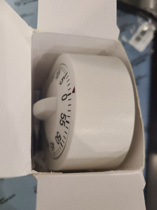 Photo 1 of 60 Minute Wind Up Timer, Visual Mechanical Timer with Loud Alarm, Manual Countdown Timers for Classroom, Home, Study and Cooking (White)