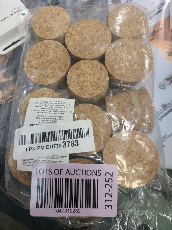 Photo 1 of 12 Pack Size 22 Cork Stoppers for Glass Bottles, Tapered Plugs for Arts and Crafts, DIY (1.7x1.46x1.49 in)