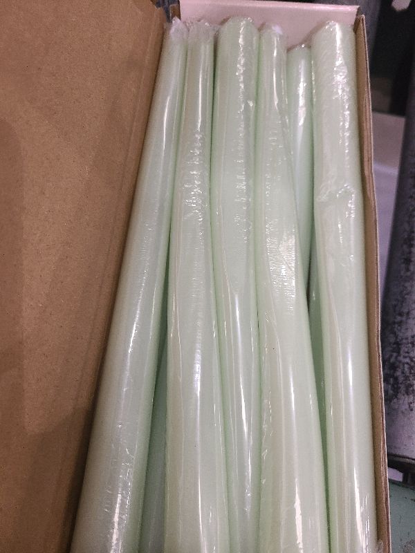 Photo 1 of 10 Inch Light-Green Taper Candles for Home Decoration, 10 Pack Unscented Candlesticks for Spring Dinner Wedding Christmas Party, Smokeless and Dripless Candle Sticks
